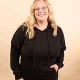 Kacey Ribbed Hoodie in Black