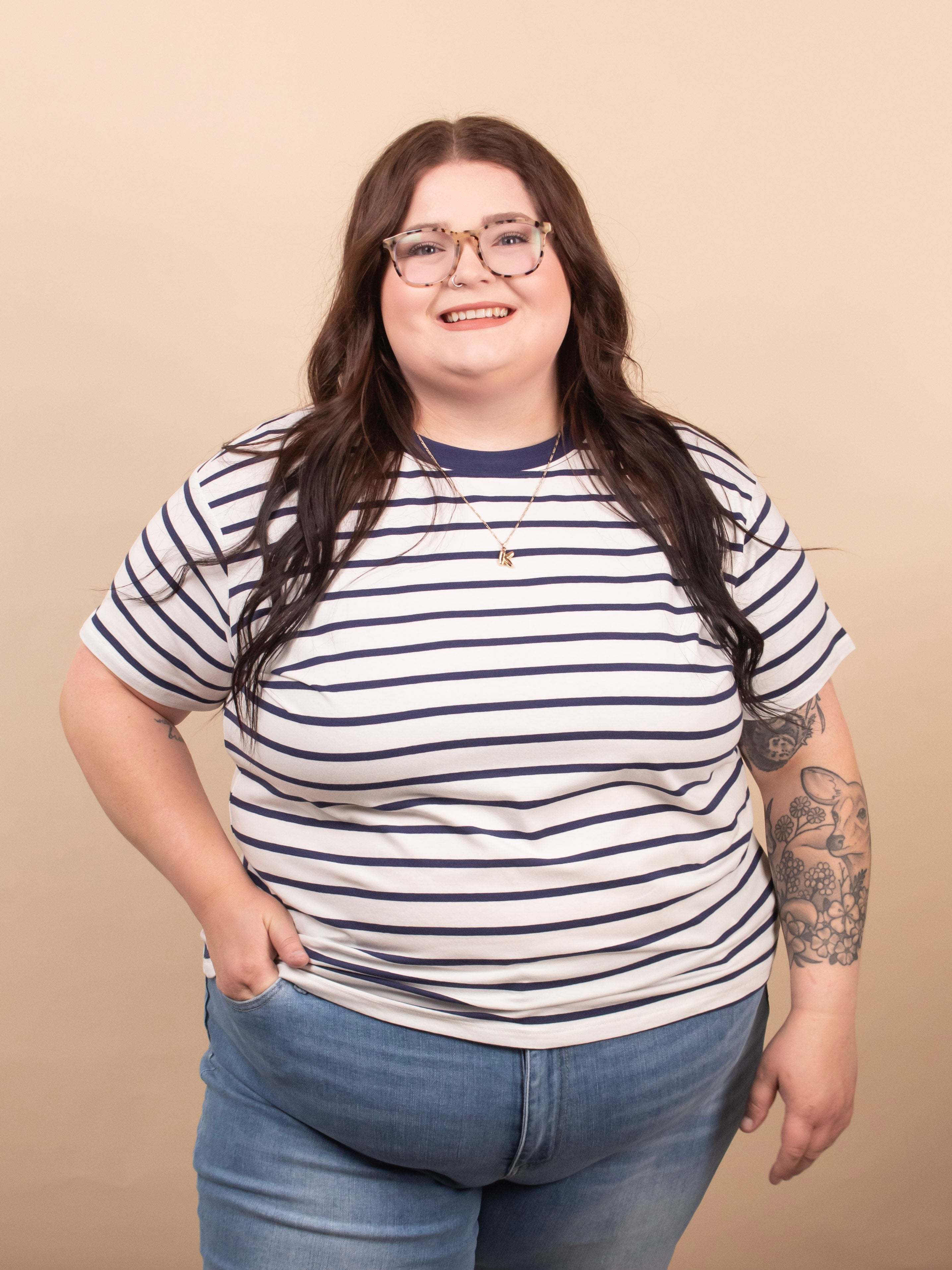 Lakeside Stripe Tee - Navy - K & Company