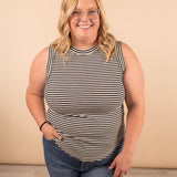 Layered in Love Ribbed Stripe Tank in Black