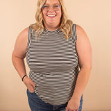 Layered in Love Ribbed Stripe Tank in Black