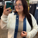 Lennon Denim Contrast Button Up Cardigan