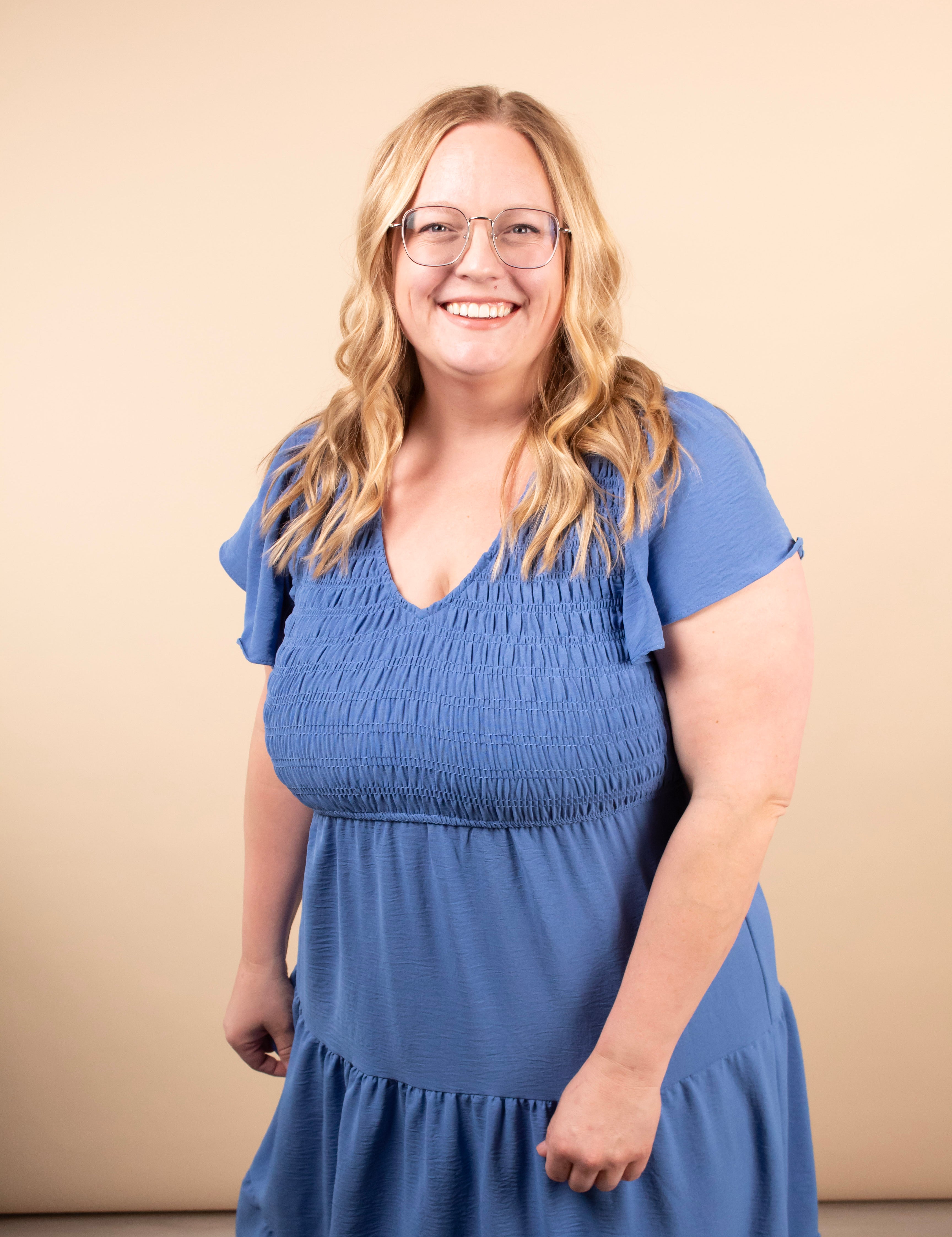 Lila Flutter Sleeve Midi Dress in Blue - K & Company