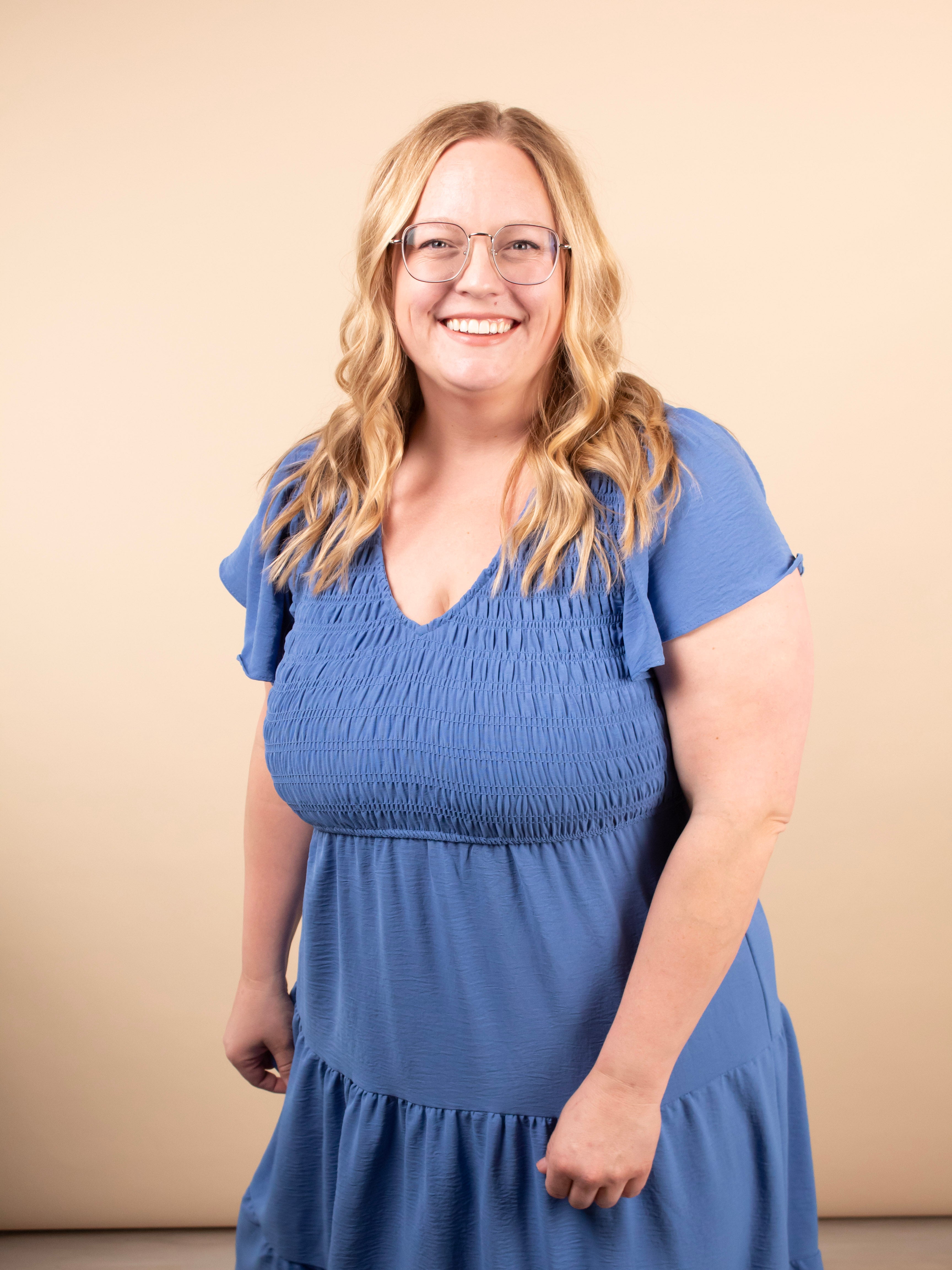 Lila Flutter Sleeve Midi Dress in Blue - K & Company