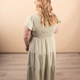 Lila Flutter Sleeve Midi Dress in Sage - K & Company