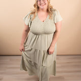 Lila Flutter Sleeve Midi Dress in Sage - K & Company