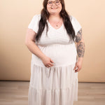 Lila Flutter Sleeve Midi Dress in White - K & Company