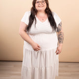 Lila Flutter Sleeve Midi Dress in White - K & Company