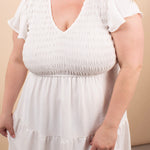 Lila Flutter Sleeve Midi Dress in White - K & Company