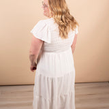 Lila Flutter Sleeve Midi Dress in White - K & Company