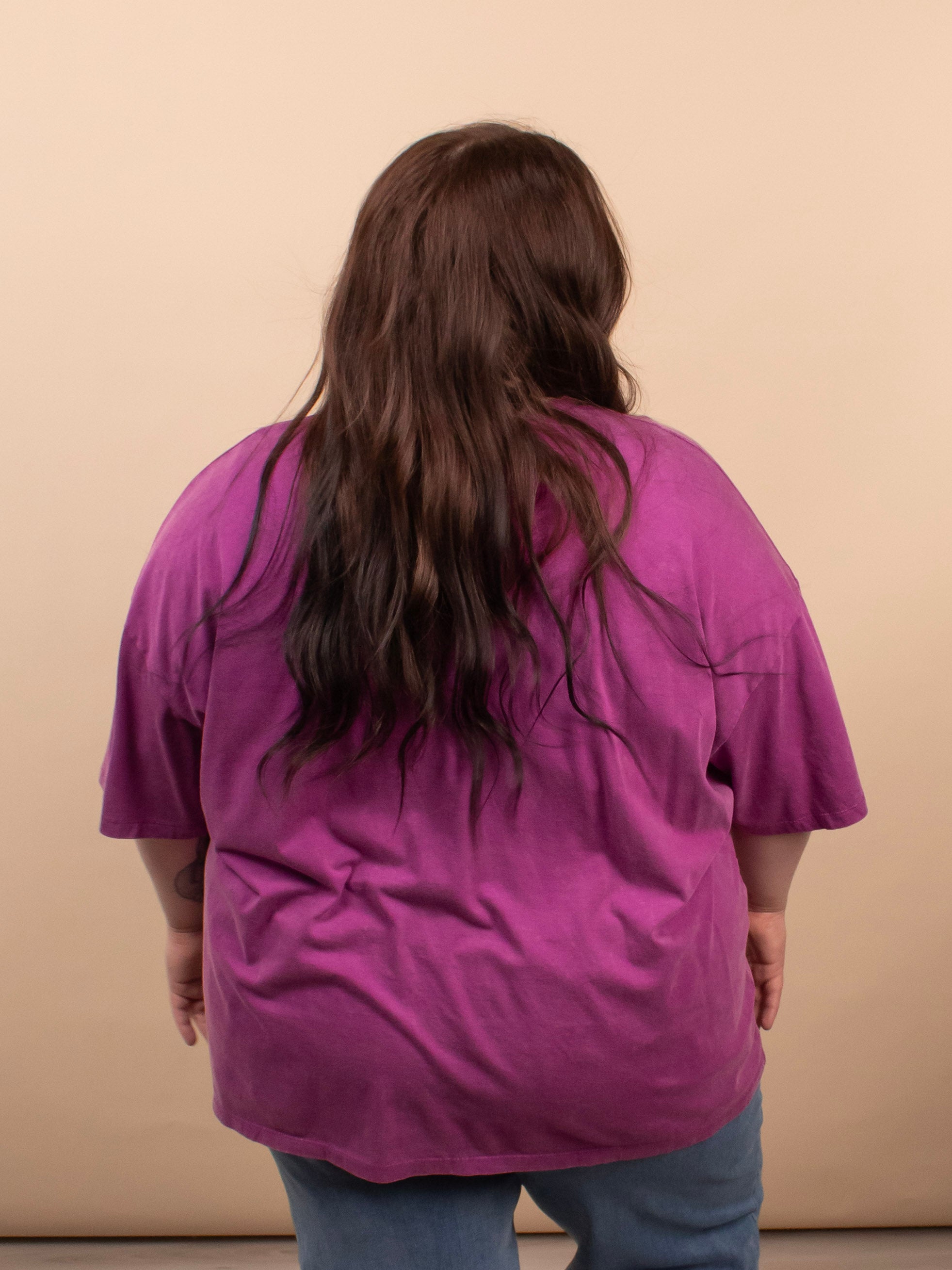 Living in Comfort Oversized Mineral Wash Tee - Berry - K & Company