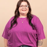 Living in Comfort Oversized Mineral Wash Tee - Berry - K & Company