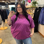 Living in Comfort Oversized Mineral Wash Tee - Berry - K & Company