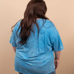 Living in Comfort Oversized Mineral Wash Tee - Sky Blue - K & Company