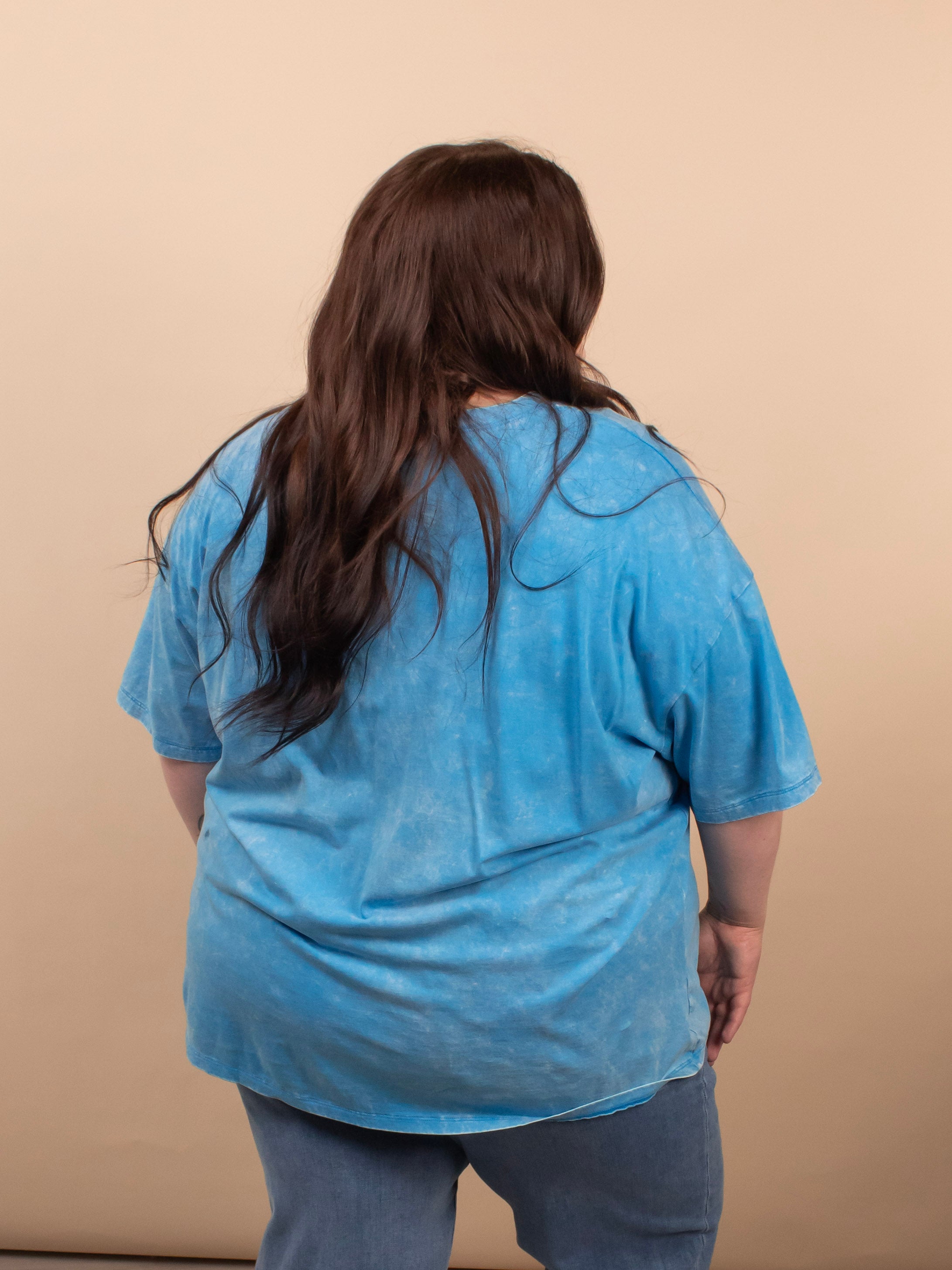 Living in Comfort Oversized Mineral Wash Tee - Sky Blue - K & Company