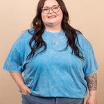 Living in Comfort Oversized Mineral Wash Tee - Sky Blue - K & Company