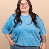 Living in Comfort Oversized Mineral Wash Tee - Sky Blue - K & Company