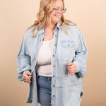 Longline Oversized Chambray Button Up - K & Company