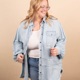 Longline Oversized Chambray Button Up - K & Company