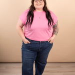 Reese Folded Short Sleeve Tee in Heather Pink - K & Company