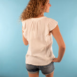 Lucy White Flutter Sleeve Top