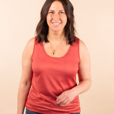 Luxe Crew Tank in Papaya