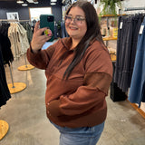 Maggie Quarter Zip Knit Detail Sweatshirt - Rust