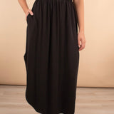 Marlowe Side Slit Maxi Skirt with Pockets in Black