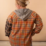 Marnie Plaid Oversized Hoodie in Rust & Black