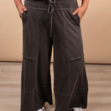 Melanie Washed Wide Leg Pants - Charcoal