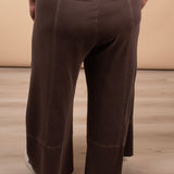 Melanie Washed Wide Leg Pants - Chocolate