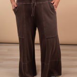 Melanie Washed Wide Leg Pants - Chocolate