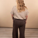 Melanie Washed Wide Leg Pants - Chocolate