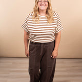 Melanie Washed Wide Leg Pants - Chocolate