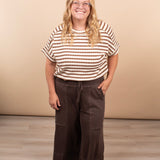 Melanie Washed Wide Leg Pants - Chocolate