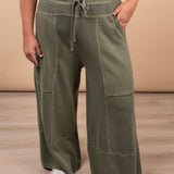 Melanie Washed Wide Leg Pants - Green