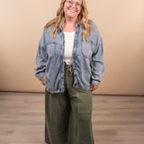 Melanie Washed Wide Leg Pants - Green