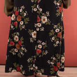 Midnight Navy Floral Maxi Slip Skirt