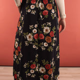 Midnight Navy Floral Maxi Slip Skirt