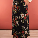 Midnight Navy Floral Maxi Slip Skirt