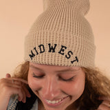 Midwest Waffle Knit Beanie in Birch