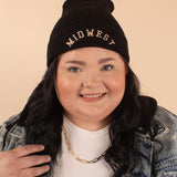 Midwest Waffle Knit Beanie in Black