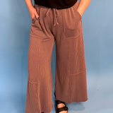 Mocha Ribbed Palazzo Pants