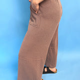 Mocha Ribbed Palazzo Pants