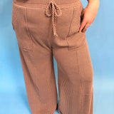 Mocha Ribbed Palazzo Pants