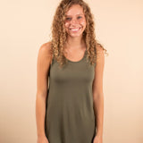 Olive Solid Knit Sleeveless Tank Top