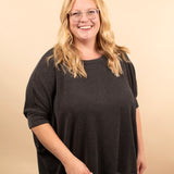 Olivia Oversized Ribbed Top in Black