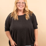 Olivia Oversized Ribbed Top in Black