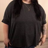 Olivia Oversized Ribbed Top in Black