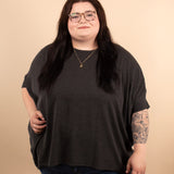 Olivia Oversized Ribbed Top in Black