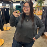 Out and About Ribbed Long Sleeve - Charcoal